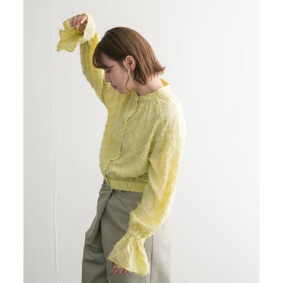 ケービーエフ KBF カットジャガードクロップドブラウス （YELLOW）｜詳細画像