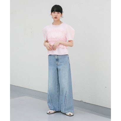 ケービーエフ KBF シャーリングビスチェブラウス （PINK）｜詳細画像