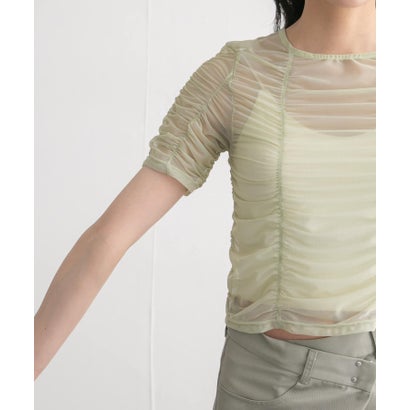 ケービーエフ KBF ギャザーチュールTEE （L.KHAKI）｜詳細画像