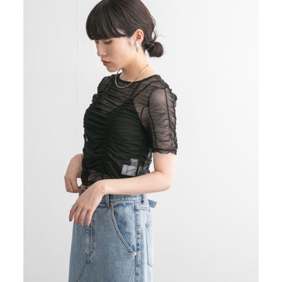 ケービーエフ KBF ギャザーチュールTEE （L.KHAKI）｜詳細画像