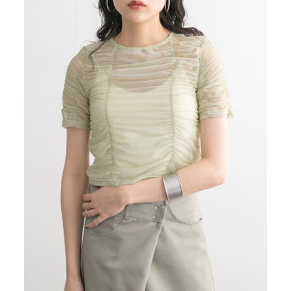 ケービーエフ KBF ギャザーチュールTEE （L.KHAKI）｜詳細画像