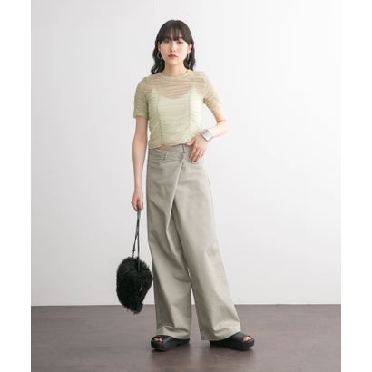 ケービーエフ KBF ギャザーチュールTEE （L.KHAKI）｜詳細画像