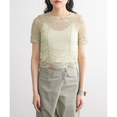 ケービーエフ KBF ギャザーチュールTEE （L.KHAKI）｜詳細画像