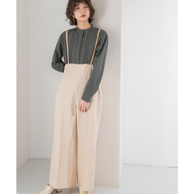 ピンタックハイウエストサロペット （BEIGE）