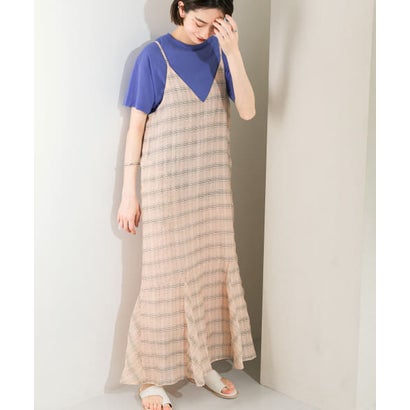 ケービーエフ KBF チェックロングキャミワンピース （OFF×BEIGE）｜詳細画像