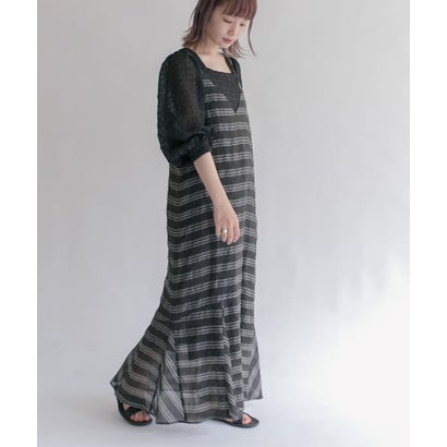 ケービーエフ KBF チェックロングキャミワンピース （OFF×BEIGE）｜詳細画像