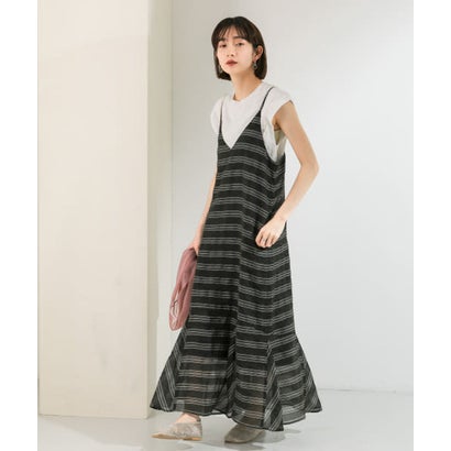 ケービーエフ KBF チェックロングキャミワンピース （OFF×BEIGE）｜詳細画像