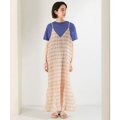 ケービーエフ KBF チェックロングキャミワンピース （OFF×BEIGE）｜詳細画像