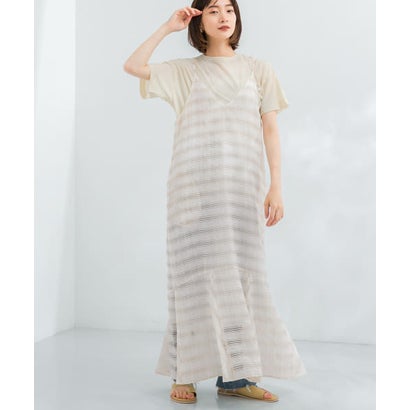 ケービーエフ KBF チェックロングキャミワンピース （OFF×BEIGE）｜詳細画像