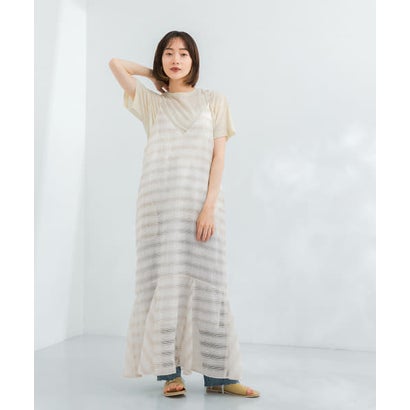 ケービーエフ KBF チェックロングキャミワンピース （OFF×BEIGE）｜詳細画像
