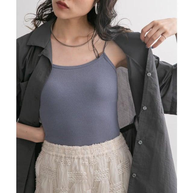 スパゲティストラップカップ付きキャミ （BLUE GRAY）