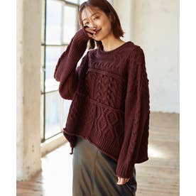 ケーブルパッチワークニット ケービーエフ KBF 【MAGASEEK/dfashion限定カラー】ケーブルパッチ