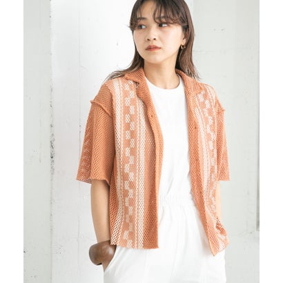 ケービーエフ KBF タイルプリントメッシュシャツ （ORANGE）｜詳細画像