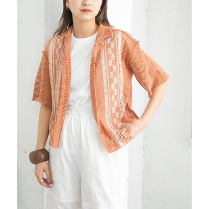 ケービーエフ KBF タイルプリントメッシュシャツ （ORANGE）｜詳細画像