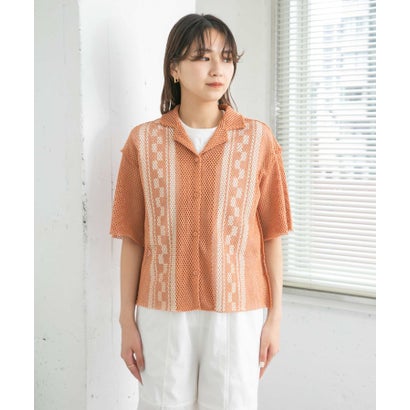 ケービーエフ KBF タイルプリントメッシュシャツ （ORANGE）｜詳細画像
