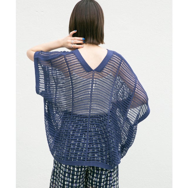 2WAYメッシュ編みプルオーバー （NAVY）