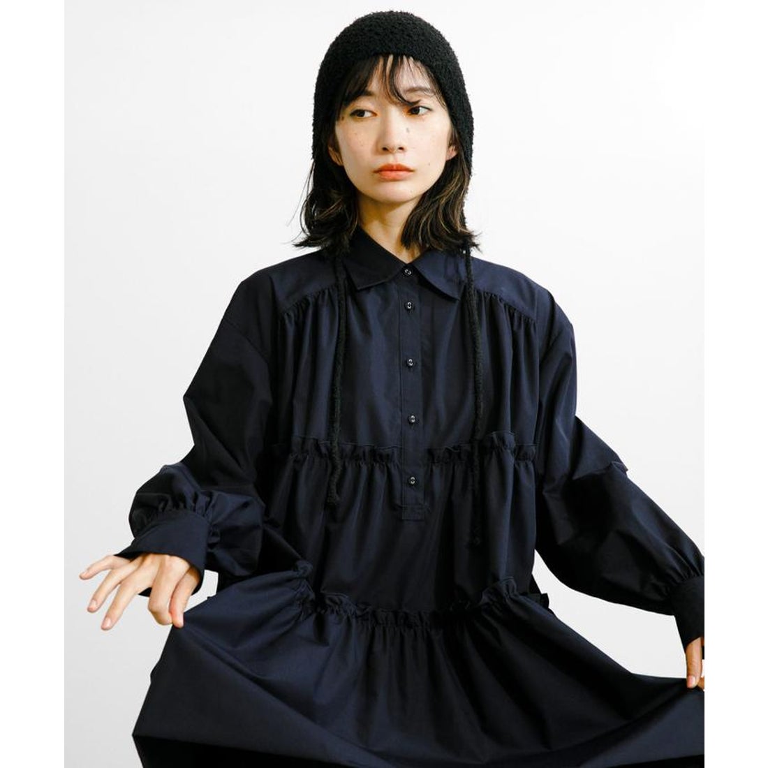 ケービーエフ KBF ティアードバルーンミニワンピース （D.NAVY