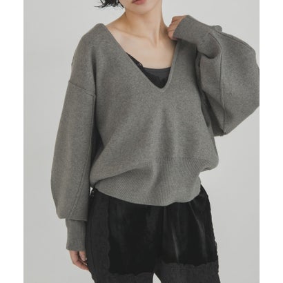 ケービーエフ KBF スウェットライクVネックニット （グレー系その他）｜詳細画像