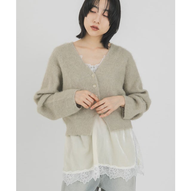モヘアライククロップドカーディガン （ベージュ）