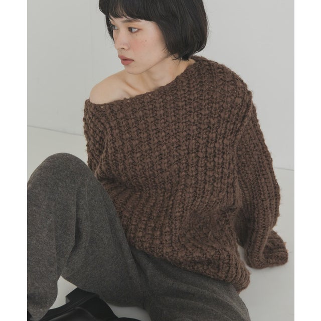 スラブヤーンルーズニット （ブラウン）