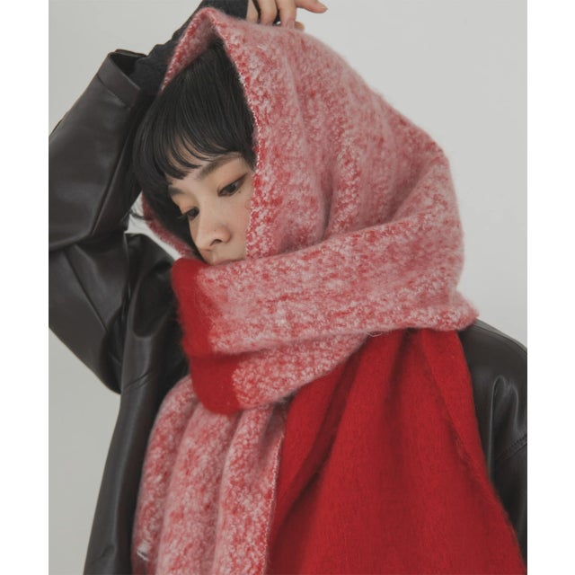 ビッグフリンジバイカラーストール （レッド）