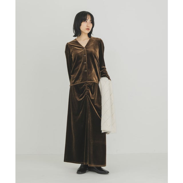 ベロアブラウスSETスカート （ブラウン）