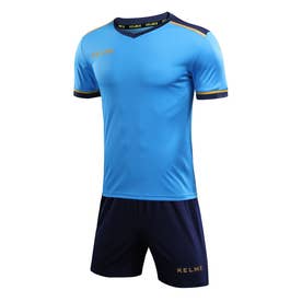 ラインフットボールシャツ&パンツセット(ネオンブルー×ネイビー)◆チームオーダーキャンペーン対象