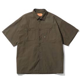 CORDURA BACK SATIN S/S WORK SHIRTS OLIVE MADE IN JAPAN （OLIVE）