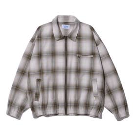 OMBRE CHECK SHIRT JACKET （OLIVE×WHITE）
