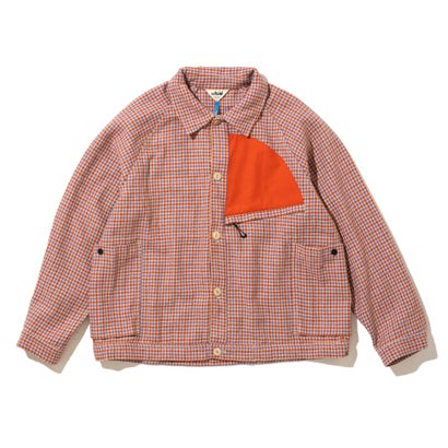 キネティクス Kinetics ウールナイロン ツイード ショート シャツジャケット（Wool-Nylon Tweed Short Shirt Jacket） （ORENGE×BEIGE）｜詳細画像