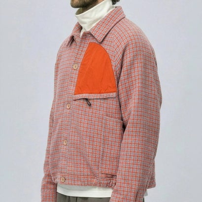 キネティクス Kinetics ウールナイロン ツイード ショート シャツジャケット（Wool-Nylon Tweed Short Shirt Jacket） （ORENGE×BEIGE）｜詳細画像