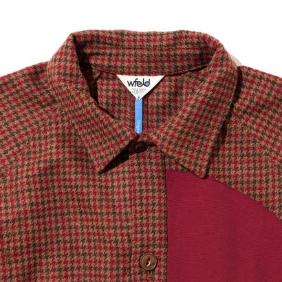 キネティクス Kinetics ウールナイロン ツイード ショート シャツジャケット（Wool-Nylon Tweed Short Shirt Jacket） （ROWN×RED）｜詳細画像