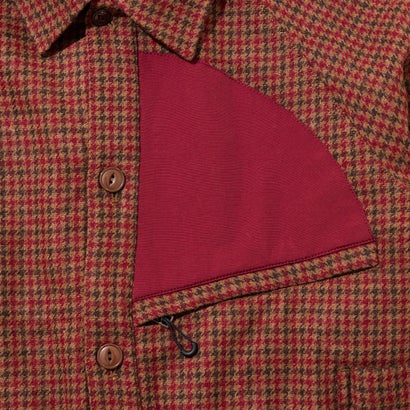 キネティクス Kinetics ウールナイロン ツイード ショート シャツジャケット（Wool-Nylon Tweed Short Shirt Jacket） （ROWN×RED）｜詳細画像
