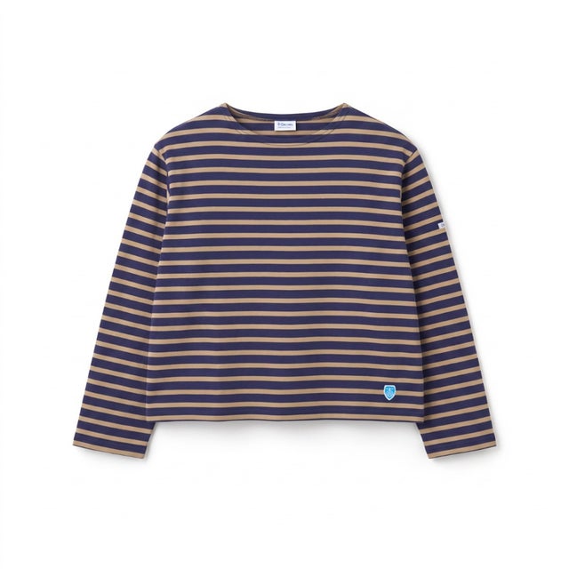 コットン ルールド クルーネック ワイド バスクシャツ ソリッド（Cotton Lourd Crew Neck Wide Basque Shirt Solid） （SUBMARINE×WAPITI）