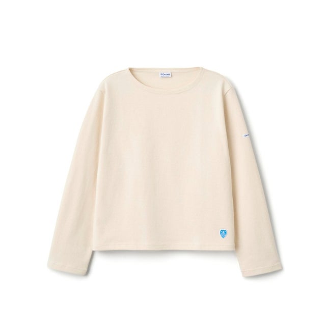 コットン ルールド クルーネック ワイド バスクシャツ ソリッド（Cotton Lourd Crew Neck Wide Basque Shirt Solid） （ECRU）