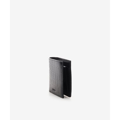 キングズ KINGZ シャイニークロコ型押し二つ折財布 (ブラック)｜詳細画像