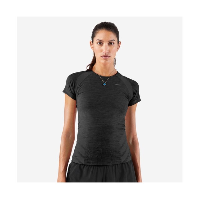 /レディス/ランウィメンズシームレスTシャツ （BLK）