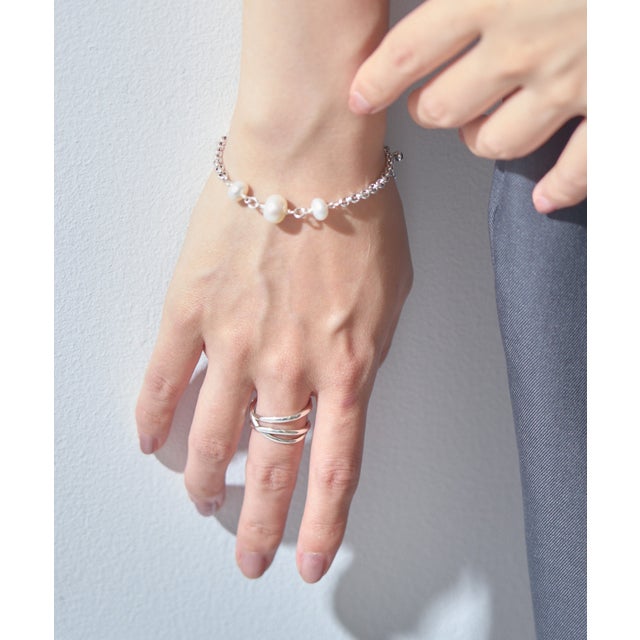 bracelet Pia perle naturelle caine laito （シルバー）