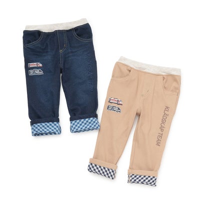 【人気商品再入荷】【直営店で取り扱い無し】電車ロング丈ストレートパンツ （紺）｜詳細画像