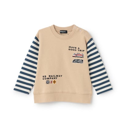 【人気商品再入荷】【直営店で取り扱い無し】電車袖ボーダートレーナー （ベージュ）｜詳細画像
