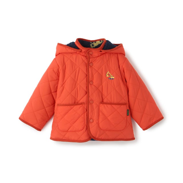 働く車柄ボアリバーシブルブルゾン （オレンジ）