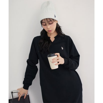 [ U.S. POLO ASSN. ] 裏起毛ワンピース【キーネック】[ 選べるタイプ ] [E3619] （ブラック）｜詳細画像