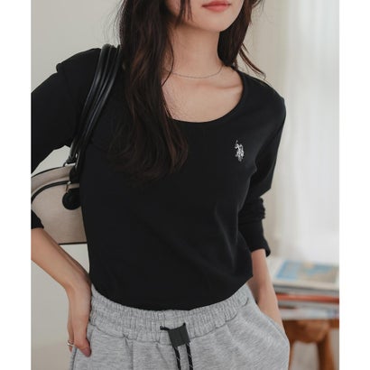 [ U.S. POLO ASSN. ] 長袖Tシャツ【Uネック】[ M L 選べるタイプ] [C8046] （ブラック）｜詳細画像