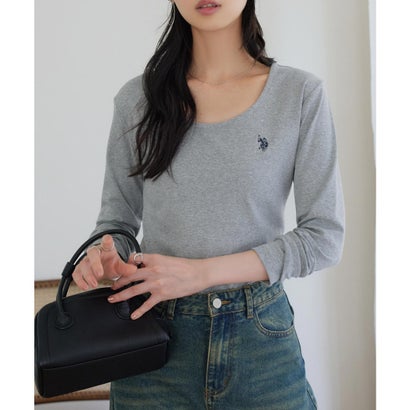 [ U.S. POLO ASSN. ] 長袖Tシャツ【Uネック】[ M L 選べるタイプ] [C8046] （杢グレー）｜詳細画像