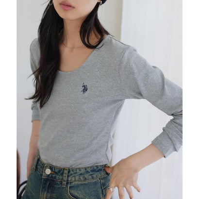 [ U.S. POLO ASSN. ] 長袖Tシャツ【Uネック】[ M L 選べるタイプ] [C8046] （杢グレー）｜詳細画像
