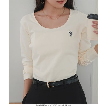 [ U.S. POLO ASSN. ] 長袖Tシャツ【Uネック】[ M L 選べるタイプ] [C8046] （杢グレー）｜詳細画像