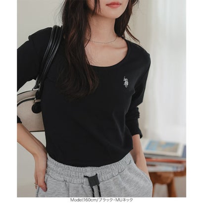 [ U.S. POLO ASSN. ] 長袖Tシャツ【Uネック】[ M L 選べるタイプ] [C8046] （グレージュ）｜詳細画像