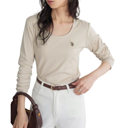 [ U.S. POLO ASSN. ] 長袖Tシャツ【Uネック】[ M L 選べるタイプ] [C8046] （グレージュ）｜詳細画像