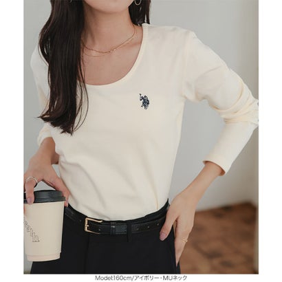 [ U.S. POLO ASSN. ] 長袖Tシャツ【Uネック】[ M L 選べるタイプ] [C8046] （グレージュ）｜詳細画像