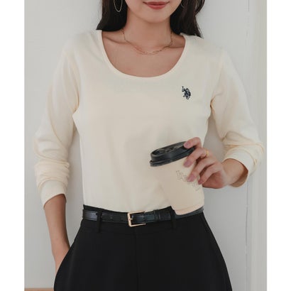 [ U.S. POLO ASSN. ] 長袖Tシャツ【Uネック】[ M L 選べるタイプ] [C8046] （アイボリー）｜詳細画像